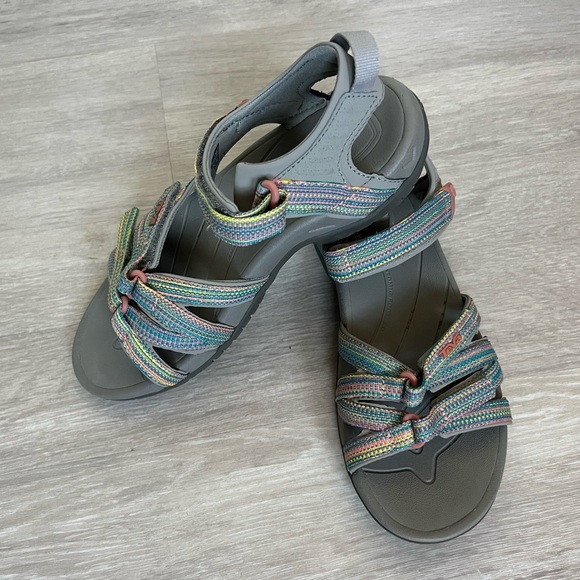 Teva Shoes - Teva Tierra Gray Sandals with Multicolor Woven Adjustable Straps Women 8 EU 39